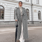 Women's Oversized Country Long Coat with Pattern fabric