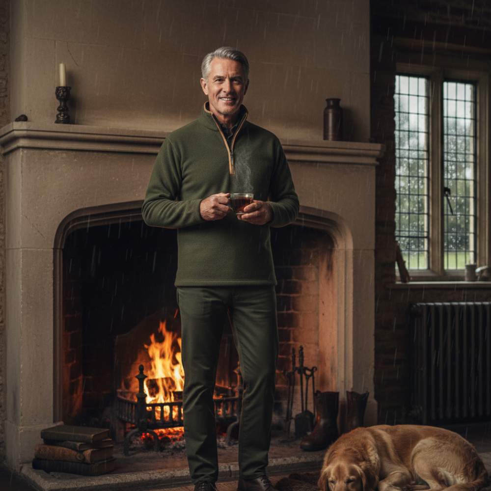 Men's Country Fleece Pullover Zip Sweater