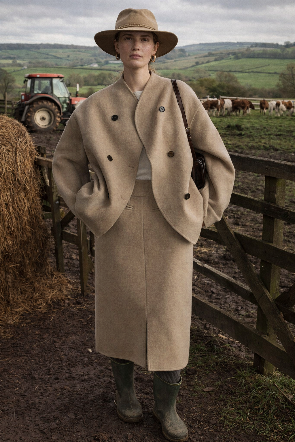 Women's Double Breasted Pea Coat - Modern British Country Style