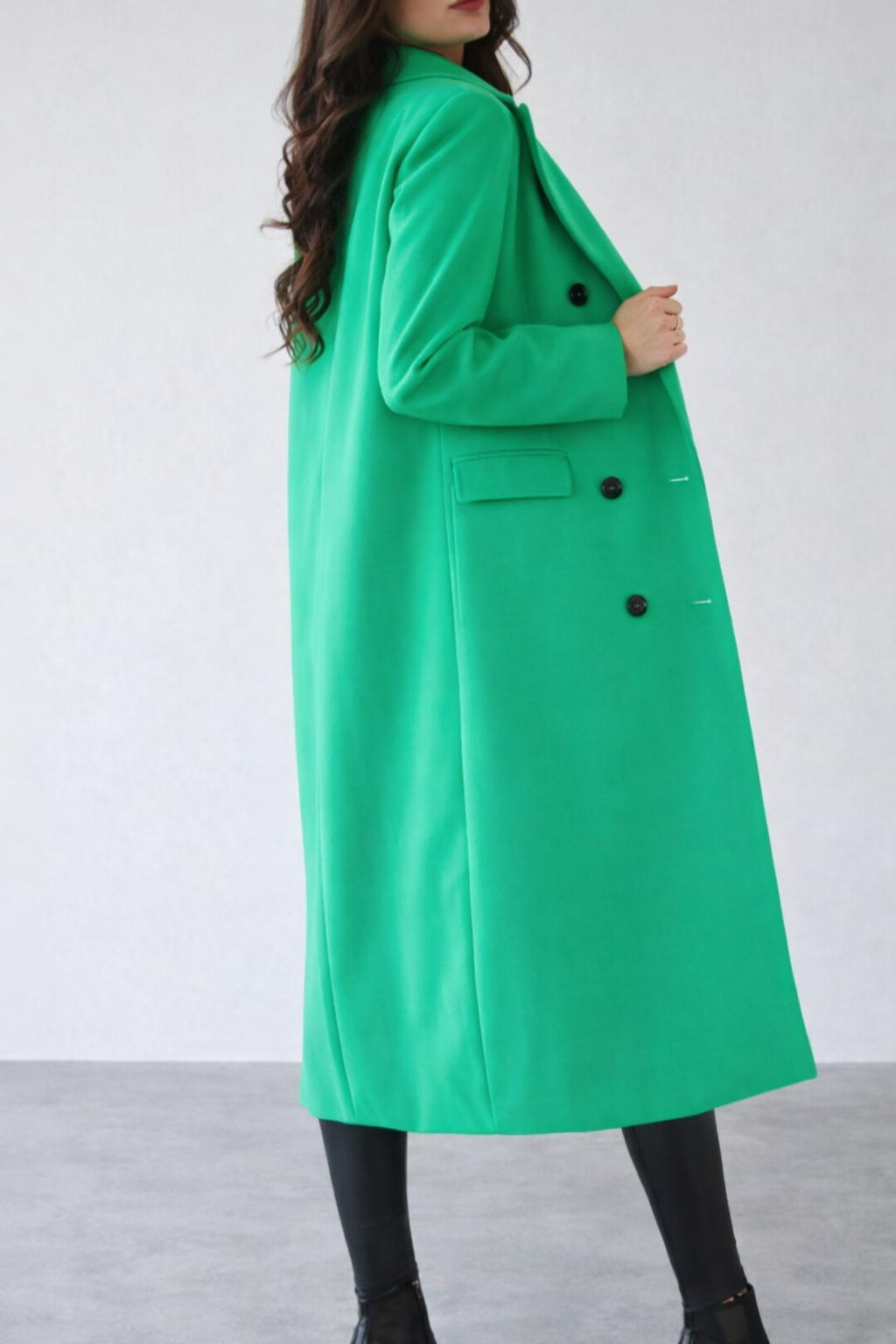 Women’s Double-Breasted Longline Overcoat – Structured Fit