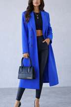 Women’s Double-Breasted Longline Overcoat – Structured Fit
