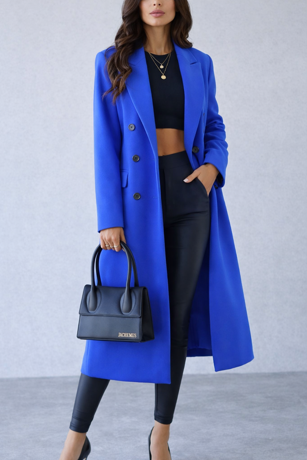 Women’s Double-Breasted Longline Overcoat – Structured Fit