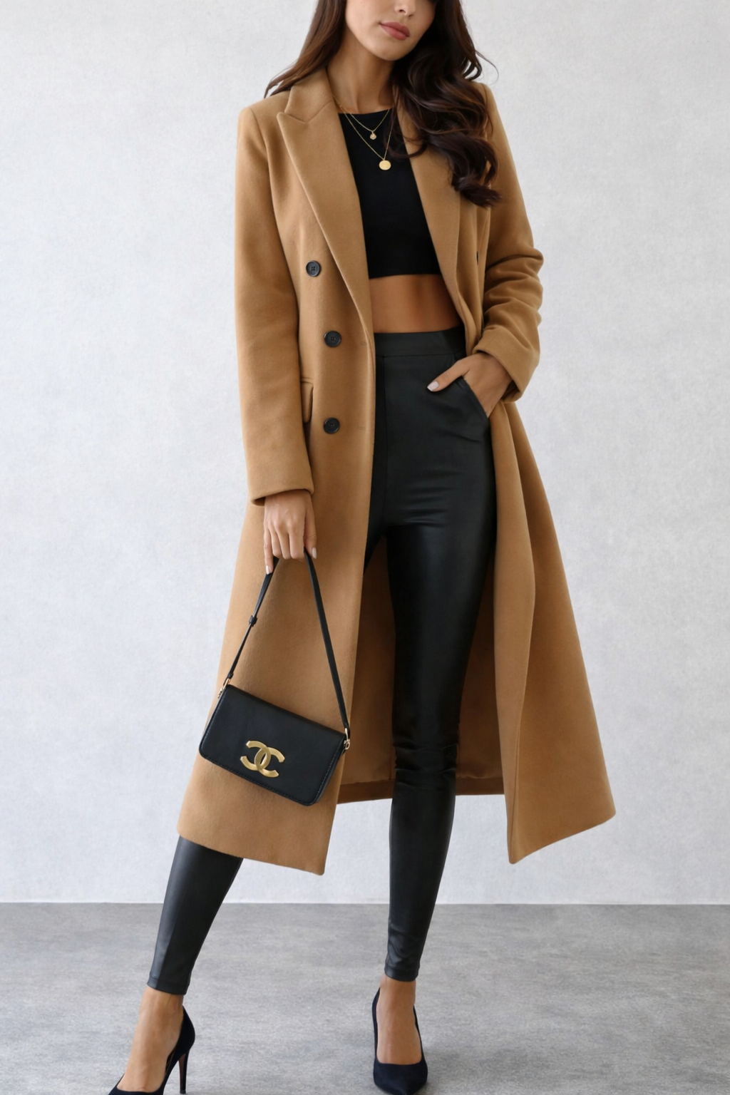 Women’s Double-Breasted Longline Overcoat – Structured Fit