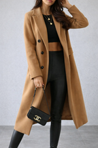 Women’s Double-Breasted Longline Overcoat – Structured Fit