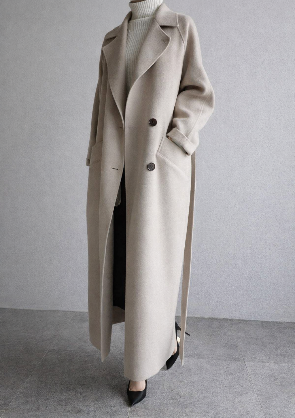 Women’s Belted Wool Blend Coat – Longline Winter Style