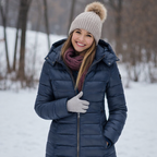 Women's Hooded Down Jacket with Insulated Filling