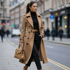 Elegent Long Trench Coat with Belt for Women