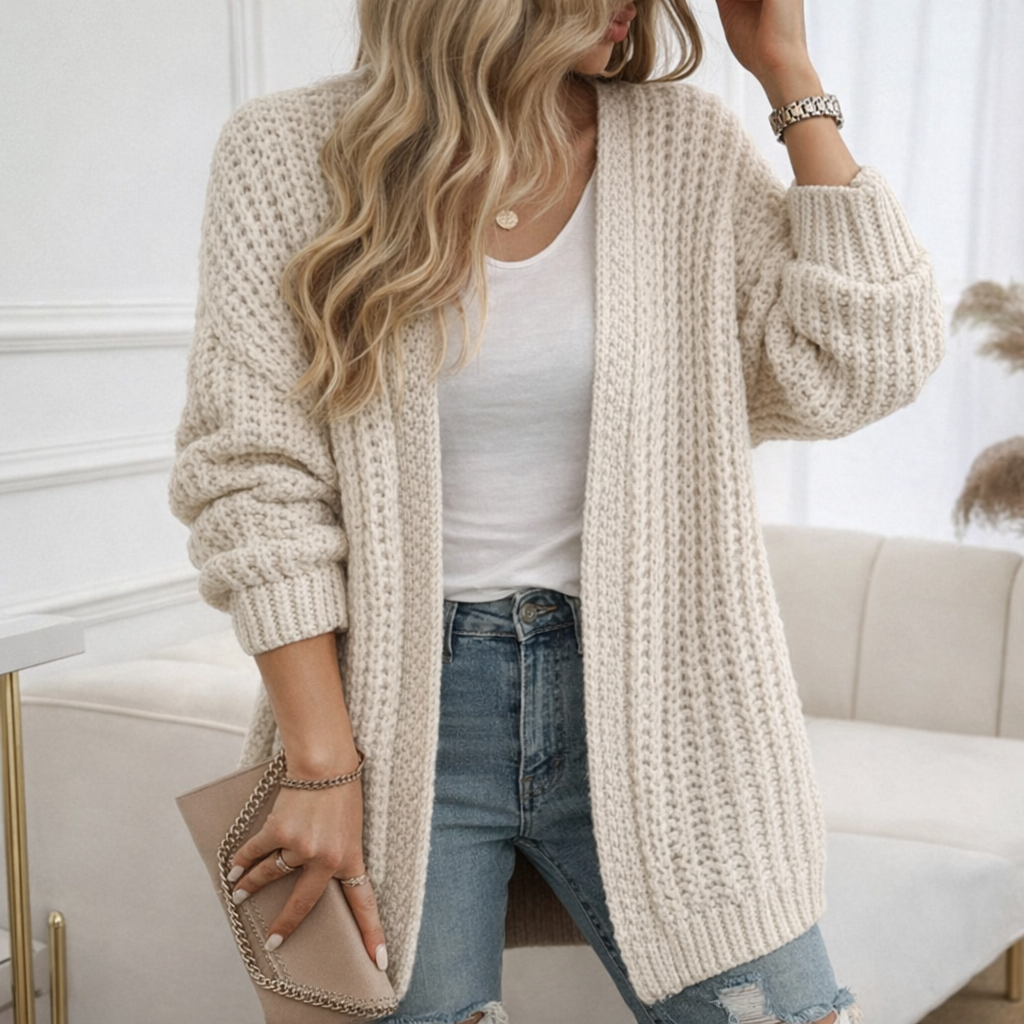 Women's Open Front Long Oversized Knit Cardigan