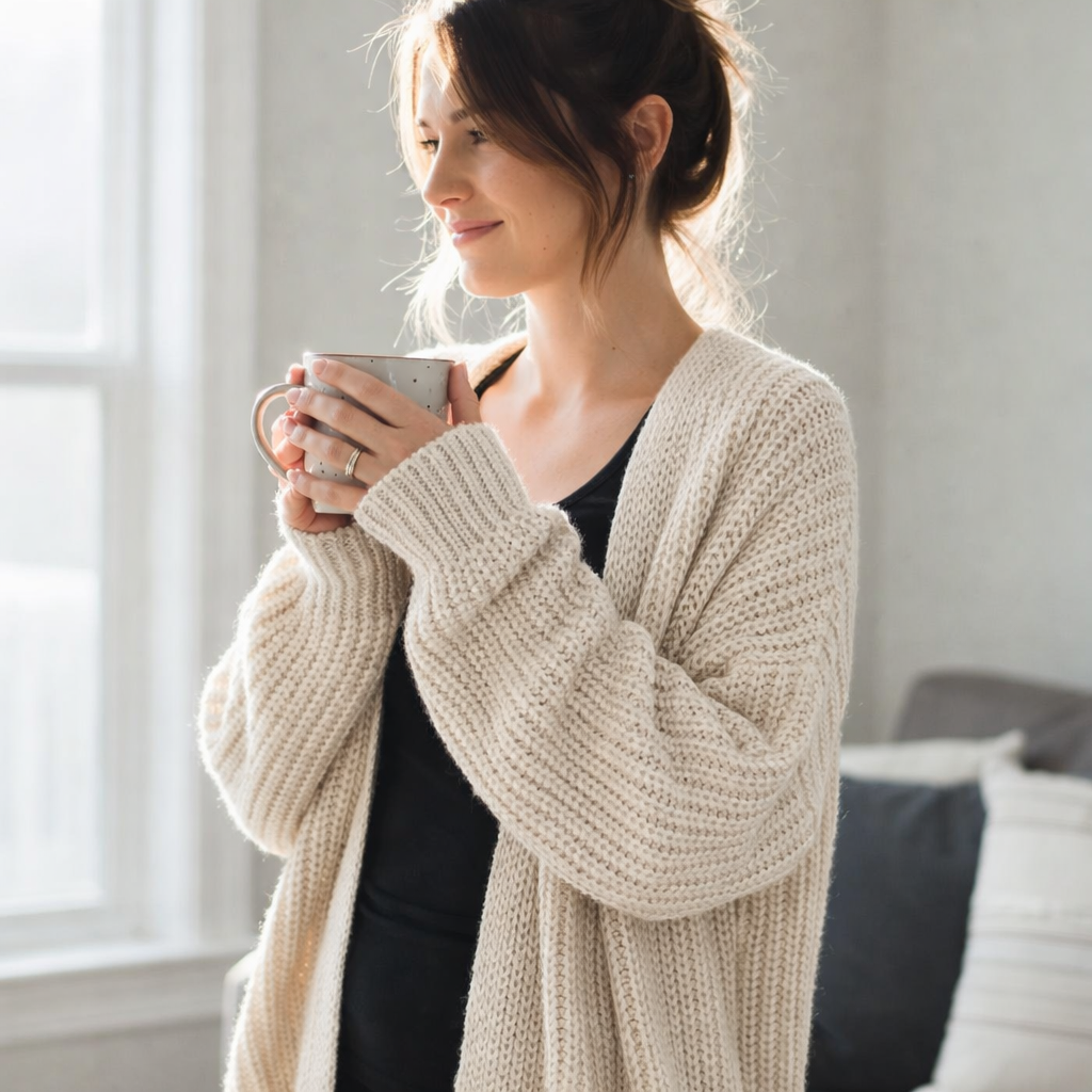 Women's Open Front Long Oversized Knit Cardigan