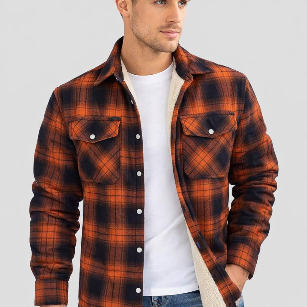 Levi | Men's Sherpa Lined Plaid Shirt Jacket – Warm Button-Down Style