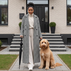 Women's Oversized Country Long Coat with Pattern fabric