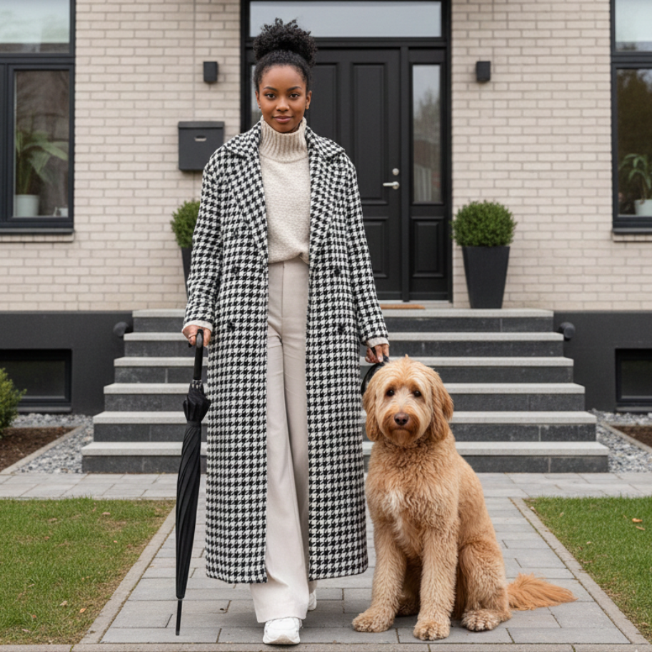 Women's Oversized Country Long Coat with Pattern fabric