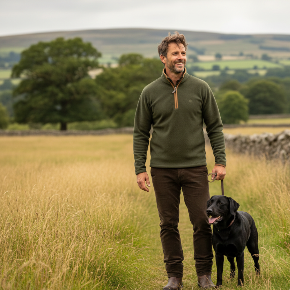 Men's Country Fleece Pullover Zip Sweater