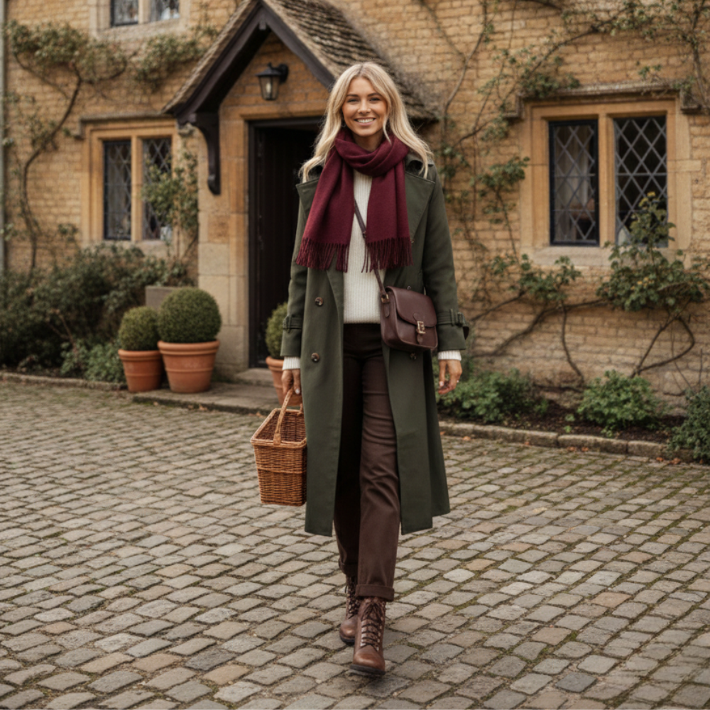 Women's Double-Breasted Long Trench Coat