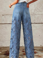 Olivia | Stylish Denim Pants with Wide Leg Lace for Women
