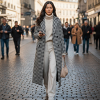 Women's Oversized Country Long Coat with Pattern fabric