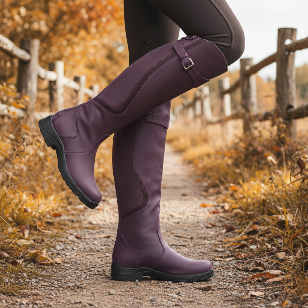 Women’s Knee-High Riding Boots with Side adjustable Buckle – Equestrian Style