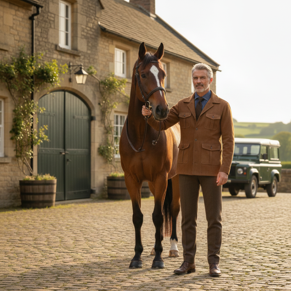 Men’s Suede-Look Country Hunting Jacket - Button up with Pockets