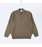 Men's Slim Fit Polo-Style Long-Sleeve Knit Sweater