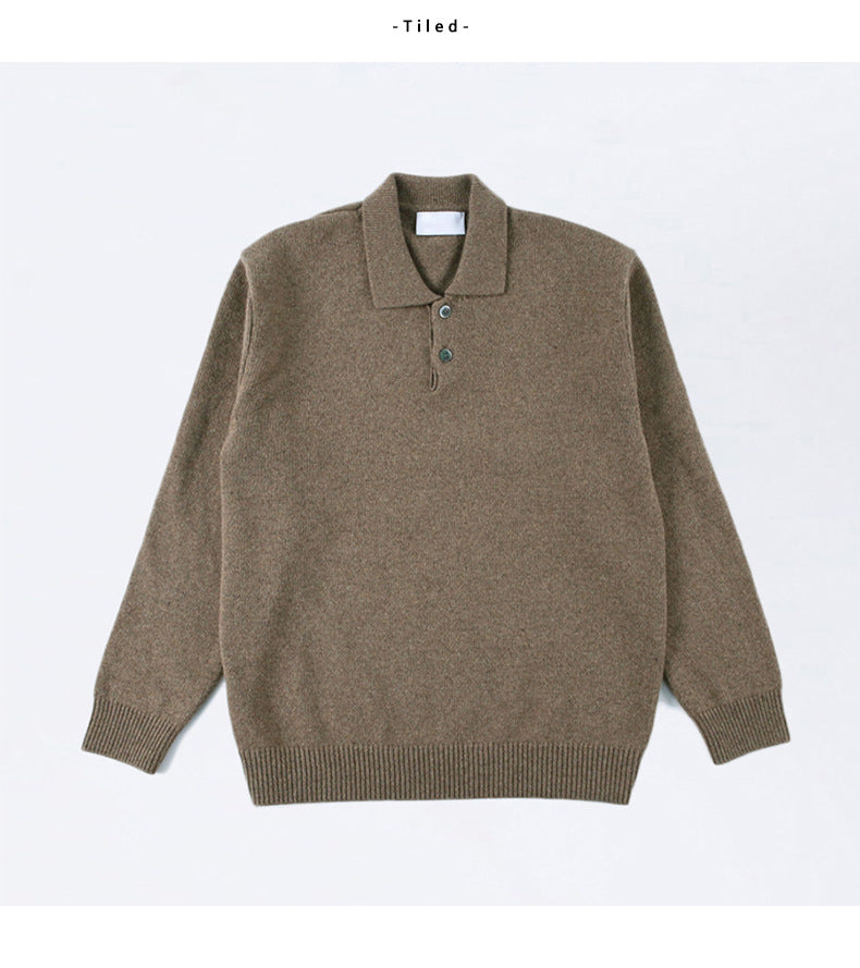 Men's Slim Fit Polo-Style Long-Sleeve Knit Sweater
