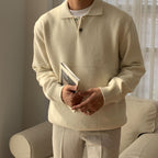 Men's Slim Fit Polo-Style Long-Sleeve Knit Sweater