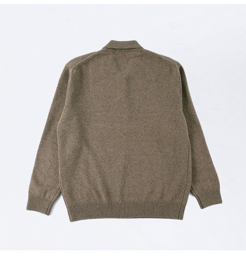Men's Slim Fit Polo-Style Long-Sleeve Knit Sweater