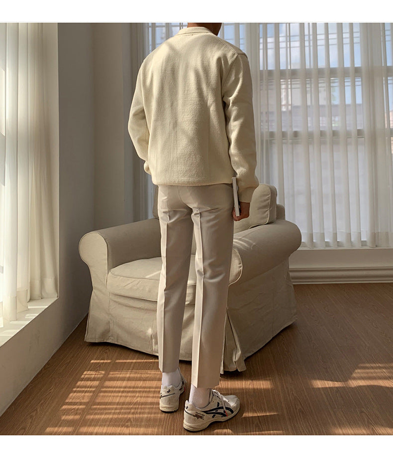Men's Slim Fit Polo-Style Long-Sleeve Knit Sweater
