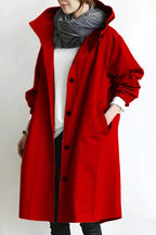 Hooded Coat with Buttons for Women