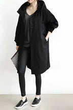 Hooded Coat with Buttons for Women