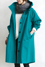 Hooded Coat with Buttons for Women