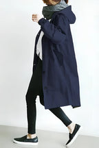 Hooded Coat with Buttons for Women