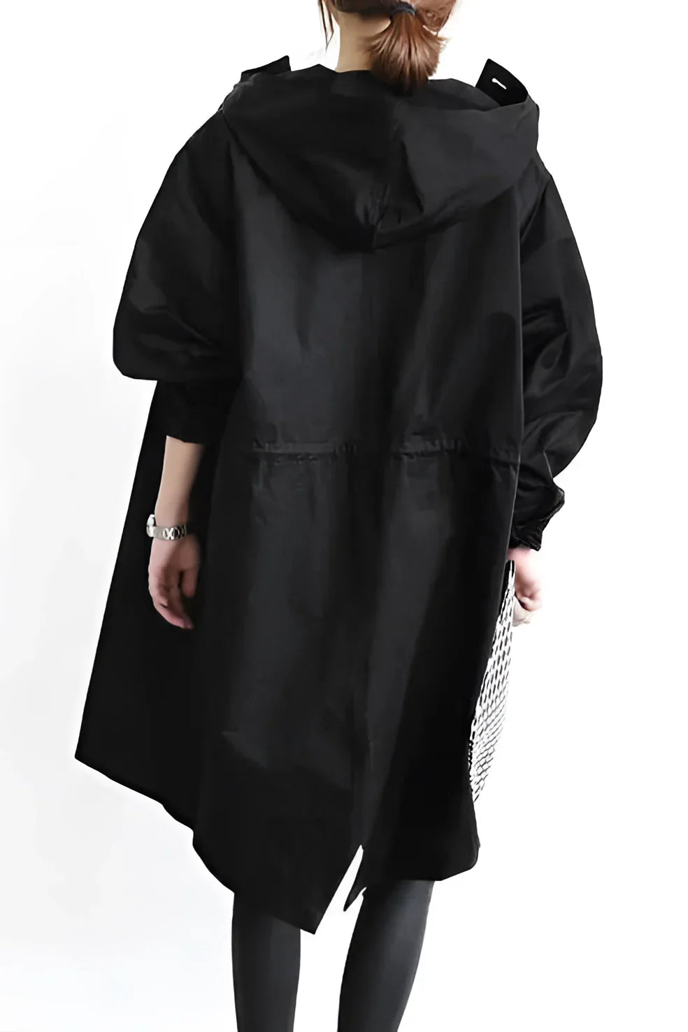 Hooded Coat with Buttons for Women