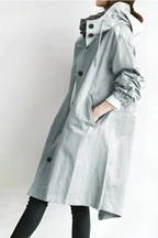 Hooded Coat with Buttons for Women