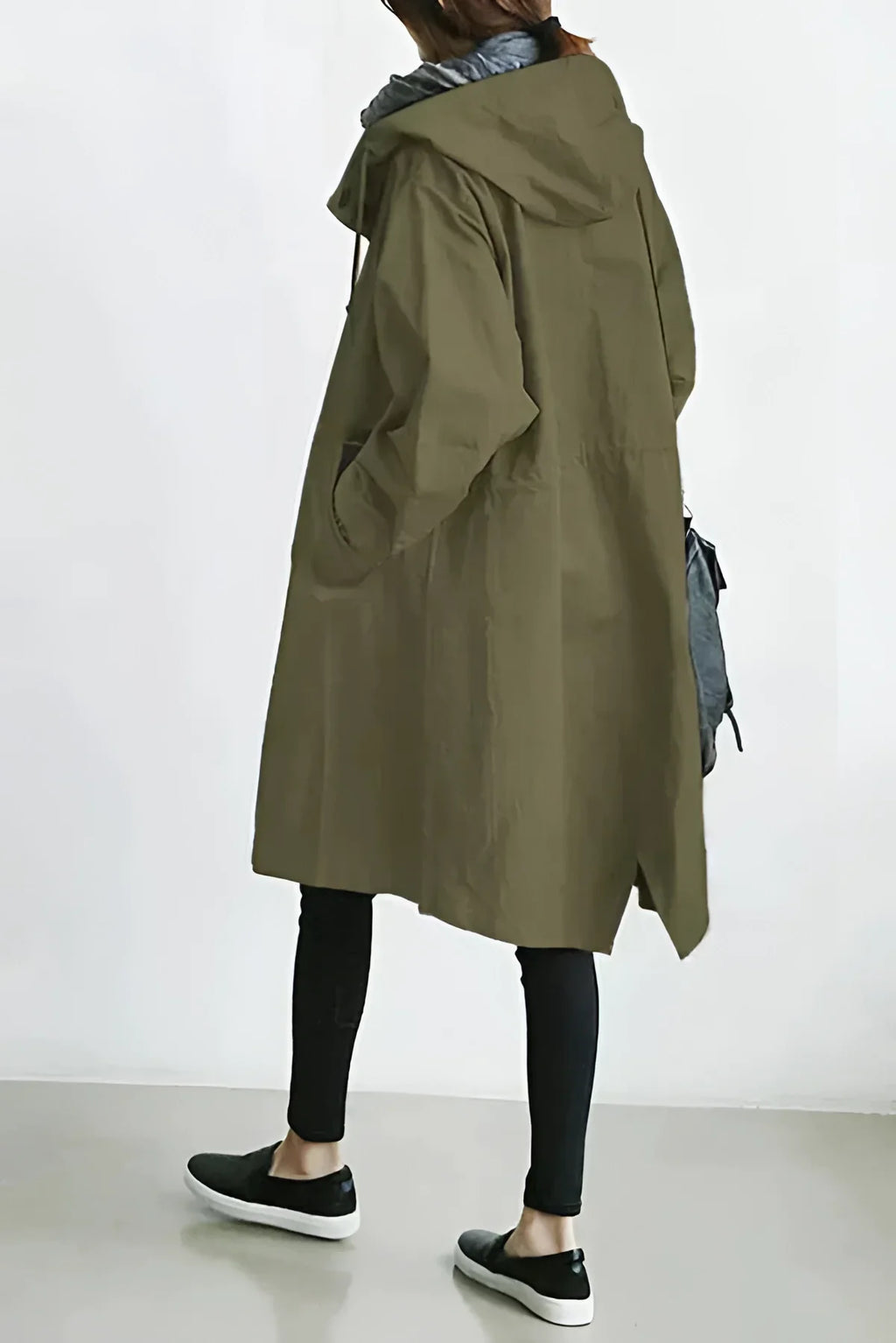 Hooded Coat with Buttons for Women