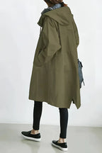 Hooded Coat with Buttons for Women