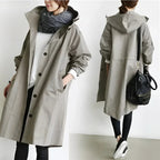 Hooded Coat with Buttons for Women