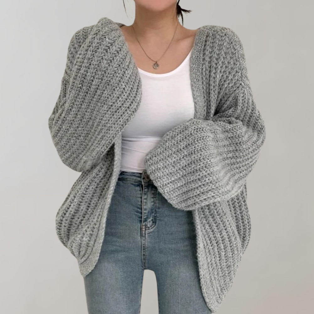 Women's Open Front Long Oversized Knit Cardigan