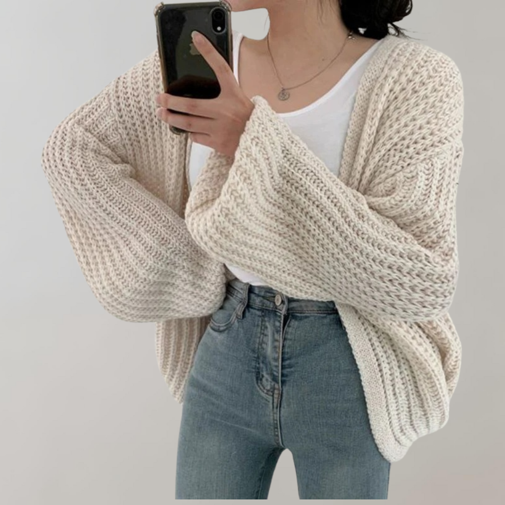 Women's Open Front Long Oversized Knit Cardigan