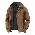 Men's Waterproof Outdoor Jacket with Hood, Country style with Fur Lining