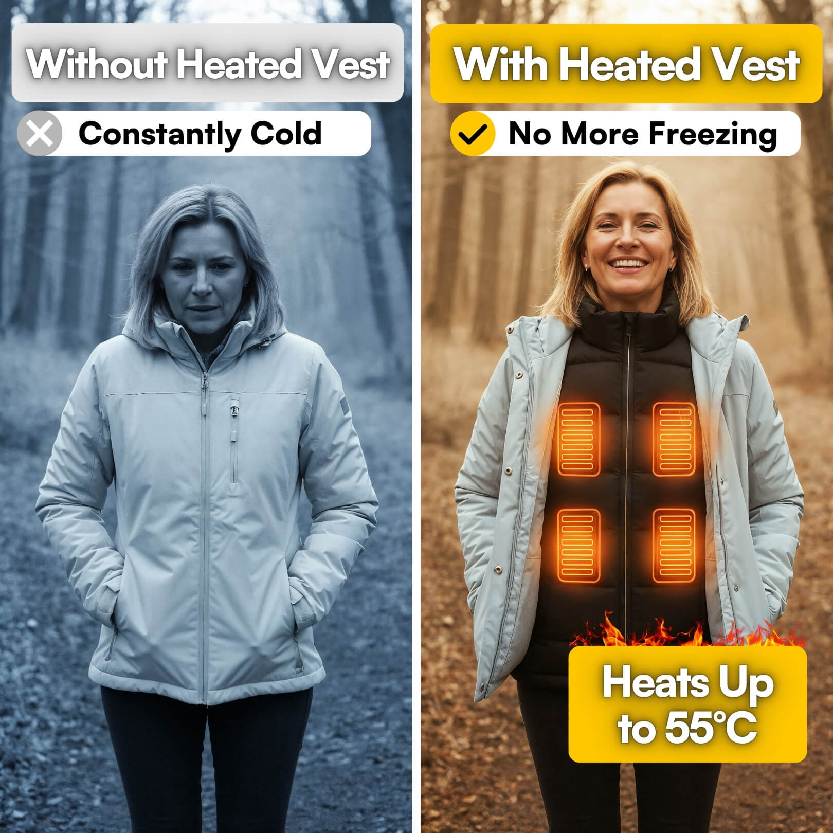 Women’s Heated Gilet – Electric Warm Body Warmer Vest for Outdoor Winter Use
