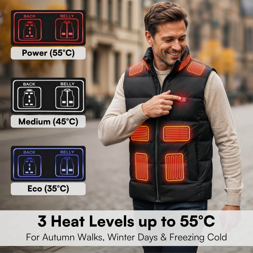 Men's Heated Gilet - Electric Warm Bodywarmer For Outdoors