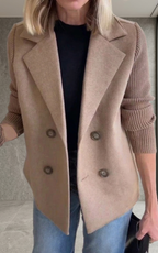 Women’s Double-Breasted Blazer – Knitted Sleeve Style