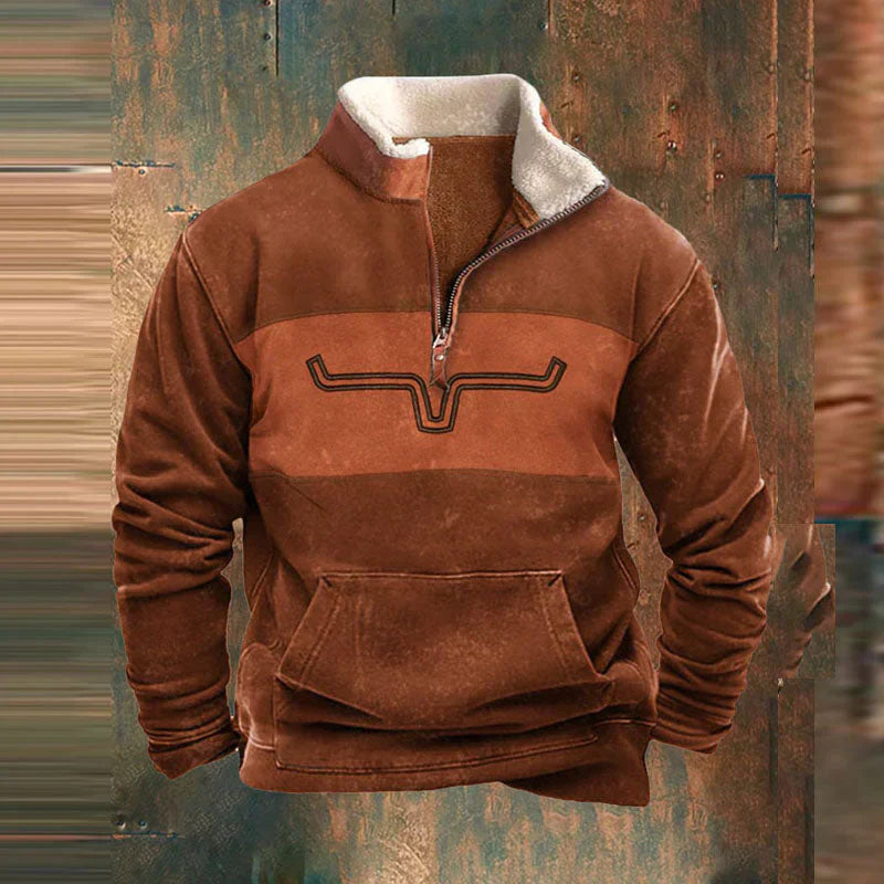 Levi | Men's Zip-Up Sweater With Fur Lining, Country and Western Styling.