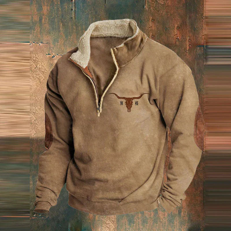 Levi | Men's Zip-Up Sweater With Fur Lining, Country and Western Styling.
