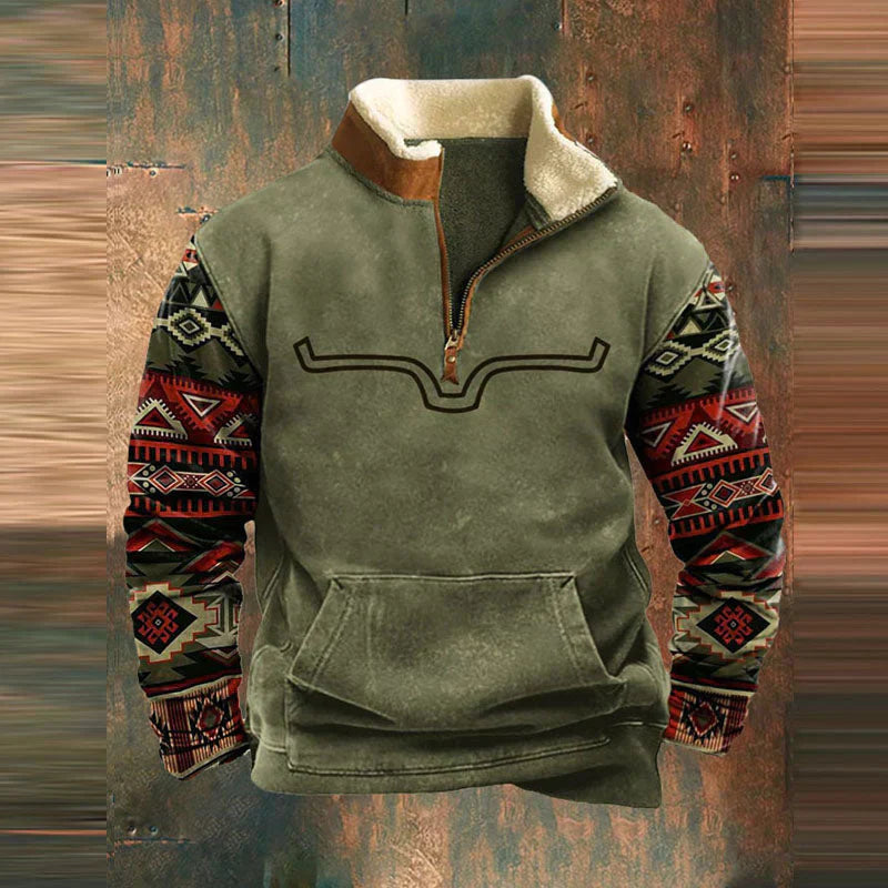 Levi | Men's Zip-Up Sweater With Fur Lining, Country and Western Styling.