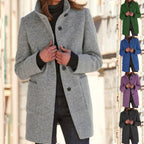 Women's Wool Coat with Long Length and Button Closure