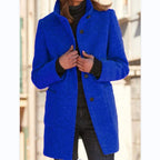 Women's Wool Coat with Long Length and Button Closure