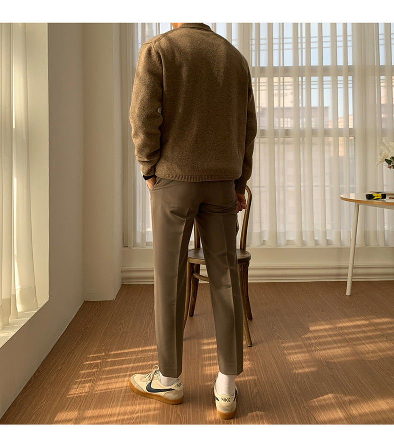 Men's Slim Fit Polo-Style Long-Sleeve Knit Sweater