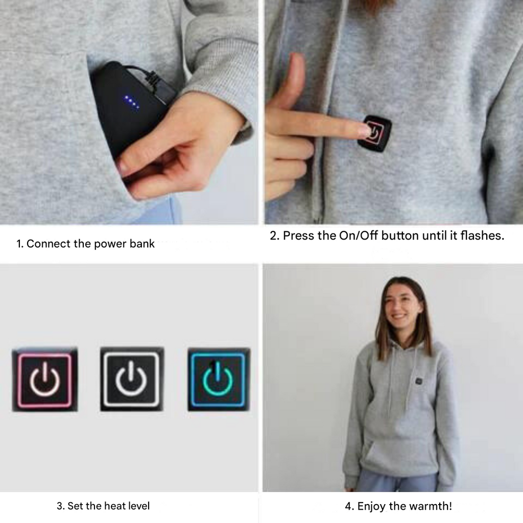 Heated Unisex Hoodie – ThermaHoodie Electric Warm Pullover for Outdoor
