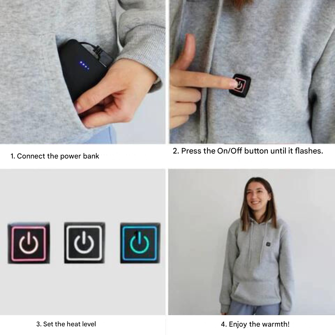 Heated Unisex Hoodie – ThermaHoodie Electric Warm Pullover for Outdoor